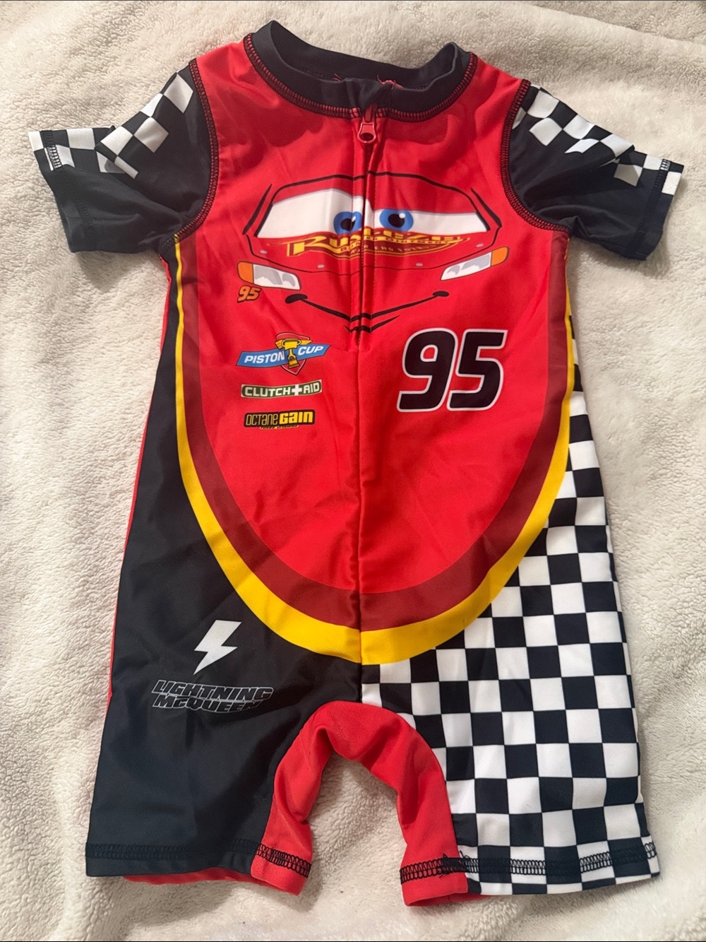Lightning McQueen Disney Pixar Cars One-Piece Swim Suit Racing Rashguard
